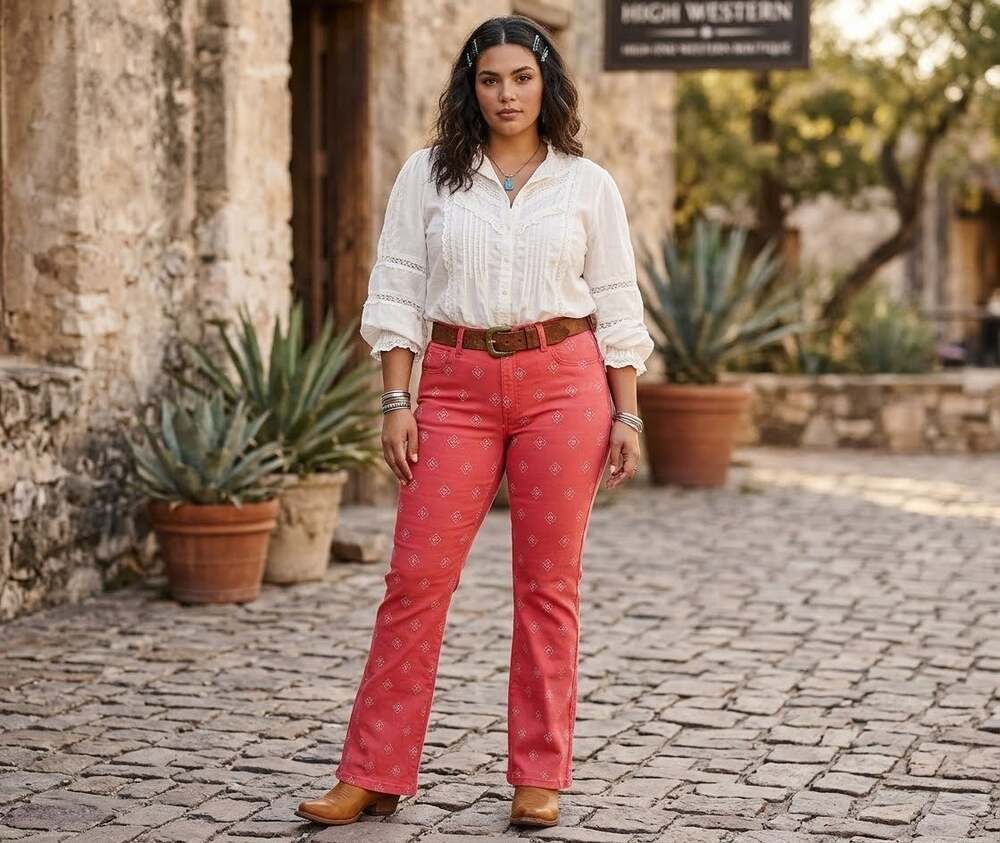 Wrangler jeans bold bootcut red bandanna pattern women’s size 12 NWT